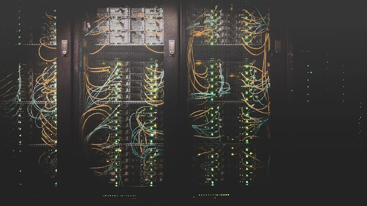 Server racks with network cables