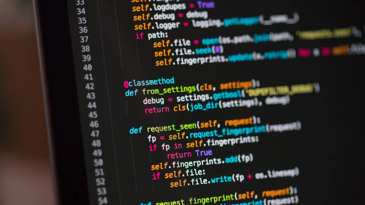 Code editor close-up on a laptop